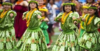 Traditionelle Hula Tänzerinnen auf Hawaii.
