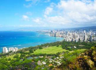 Wundervoller Ausblick auf den Waikiki Beach.