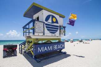 Life-Guard Hütte - Die bunten Hütten der Rettungsschwimmer sind in Miami Beach oft zu sehen.