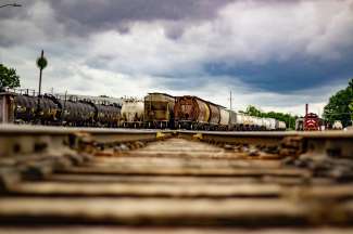 Alte Bahnschienen in Burlington, Vermont, USA.