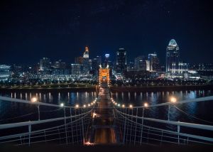 Roebling Suspension Bridge by Night